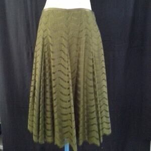 DKNY Olive Green A-Line Lace Skirt Sz 6 Academia Basic Holiday Party Preppy Work